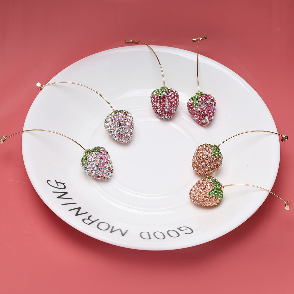 12g Weight Alloy Ear Needle Material Ear Studs Classification 1 Pair Quantity Holiday, Tea Party Occasion Zinc alloy Material Strawberry Pattern All Seasons Season Women's Gender Plating Design Sweet, Simple Style Style 1 Pair Sweet Simple Style Strawberry Plating Zinc Alloy Ear Studs 4