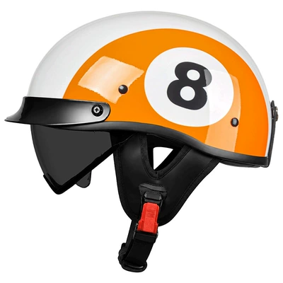 Motorcycle Safety Supplies — Scoop Helmet Cruiser Motorcycle Small - orange-8-ball-black-tea-mirror-free-transparent-mirror-m55-56-head-circumference