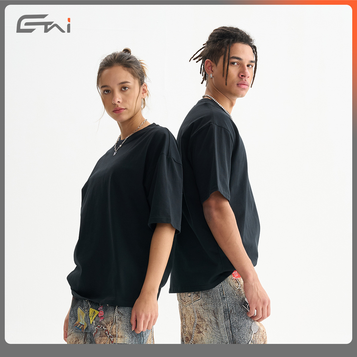 ETAI Hombre| Boxy de alta calidad de manga corta pesada camiseta masculina de algodón suelta marca de moda pequeño cuello sólido de manga corta image 5