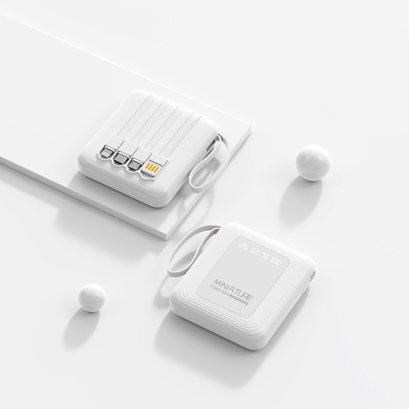 3C認証取得済み新型ミニ内蔵ケーブル付きモバイルバッテリー大容量ギフト用カスタムロゴ入り|undefined