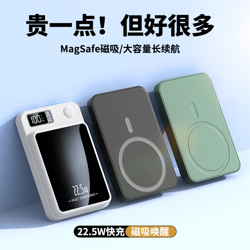 6688跨境磁吸无线充Magsafe10000毫安充电宝超薄超级快充移动电源|undefined