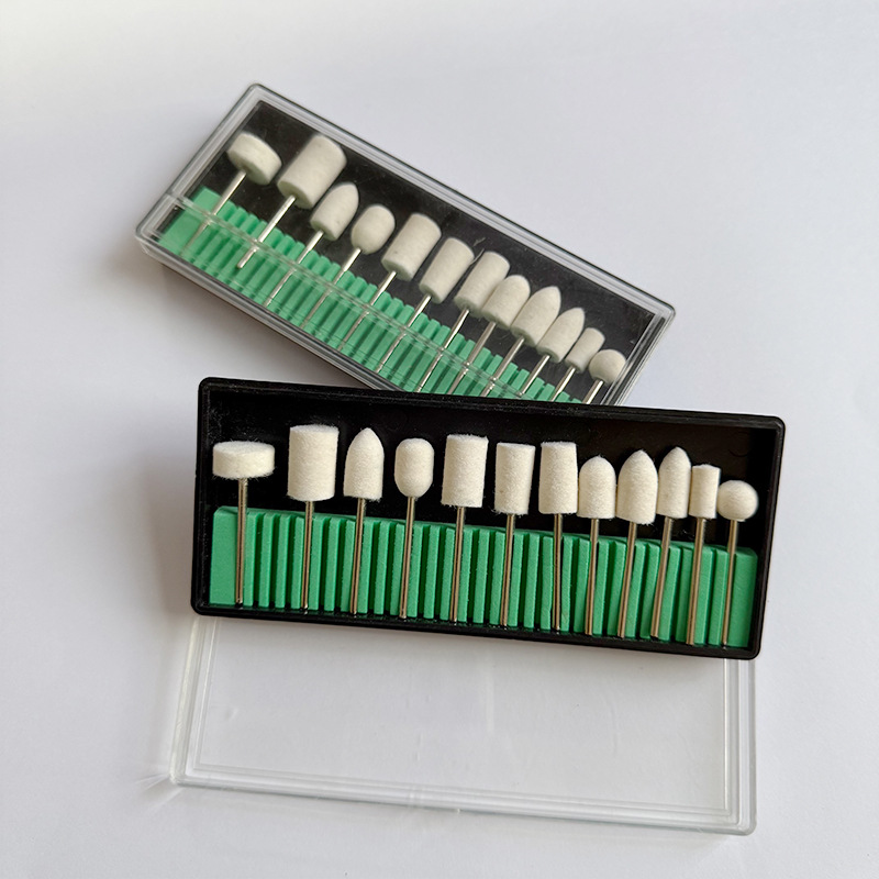 12 piezas de molienda de lana, amolador de uñas eléctrico, caja de molienda de lana, pulido de uñas