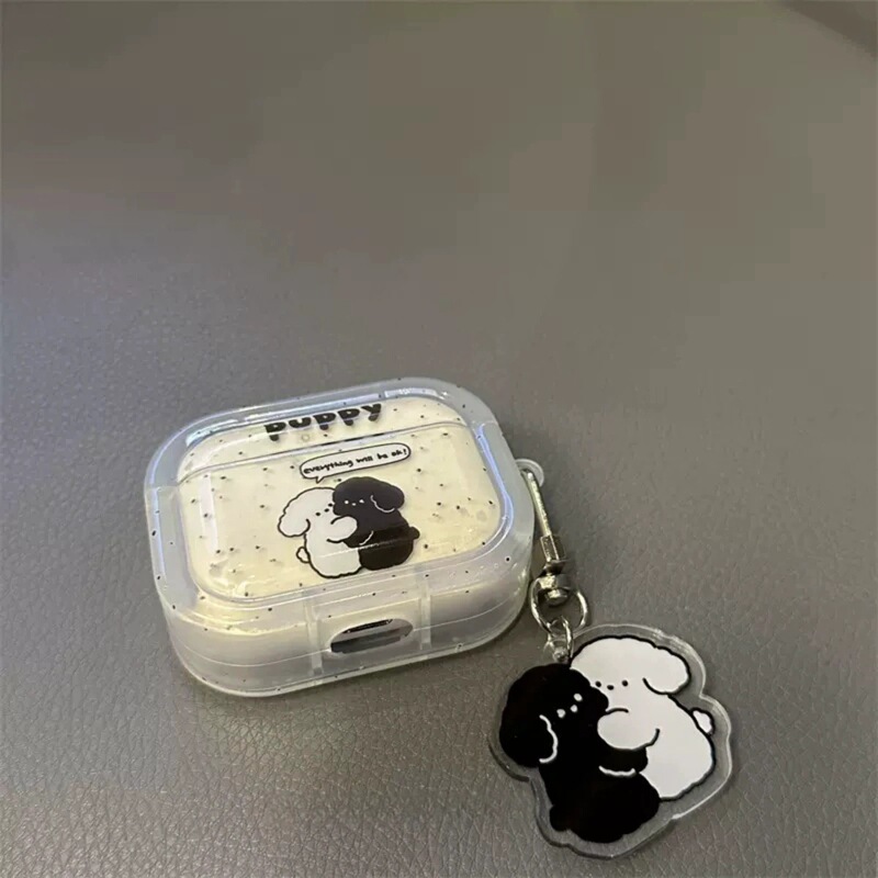 可爱黑色小狗小众适用Airpods1/2代Pro2苹果耳机壳3代相框立体软|undefined