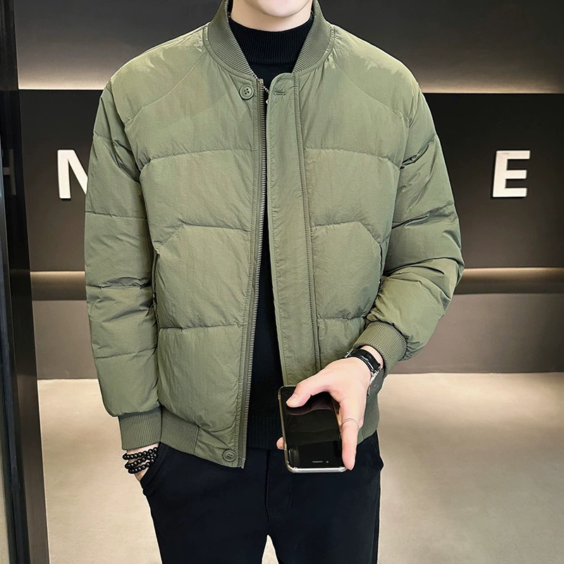 5877-m-3xl продавец простой классический Бейсбольный воротник белый утиный пух утолщенный теплый пуховик для мужчин