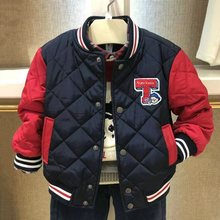 S22冬款 韩版童装国内专柜外贸尾单男童红袖压格棉服外套TKJP2111