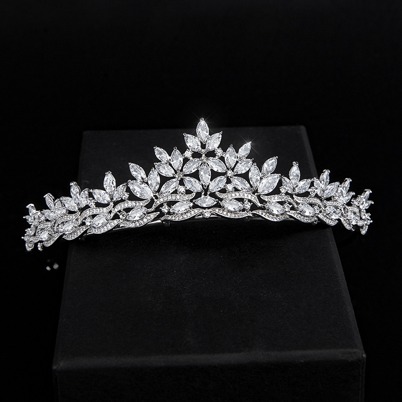 European and American new hair accessories bride wedding copper zircon crown wedding headdress princess dress wedding accessories manufacturers