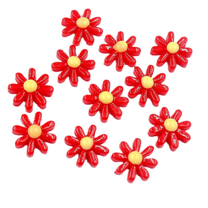 Spring color 13mm flat resin flower sunflower three-dimensional two-color snowflake DIY shoes hat hairpin headdress accessories