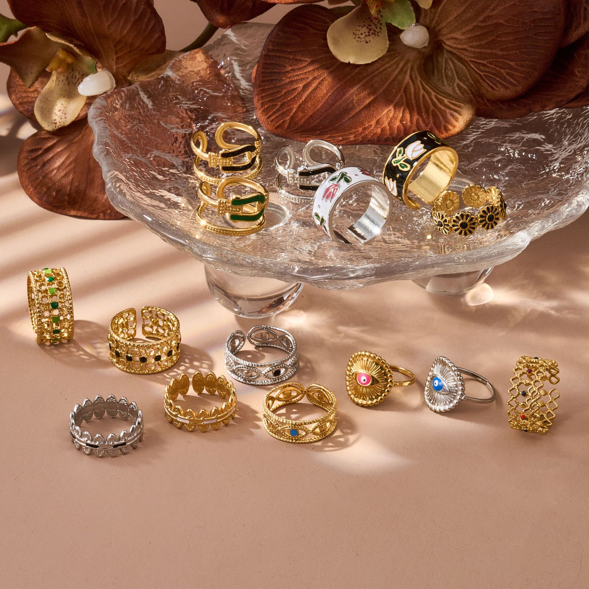 1g Weight 18K Gold Plated Plating Material Open Rings Classification Adjustable Ring Size 1 Piece Quantity Casual, Daily Occasion 316L Stainless Steel Material Geometric Pattern Women's Gender French Style Style Waterproof Non Tarnish, Surgical Steel, Enamel, Plating Craft Gold, Silver Color 1 Piece Geometric 18K Gold Plated 316L Stainless Steel  Gold Silver French Style Open Rings For Women's 1