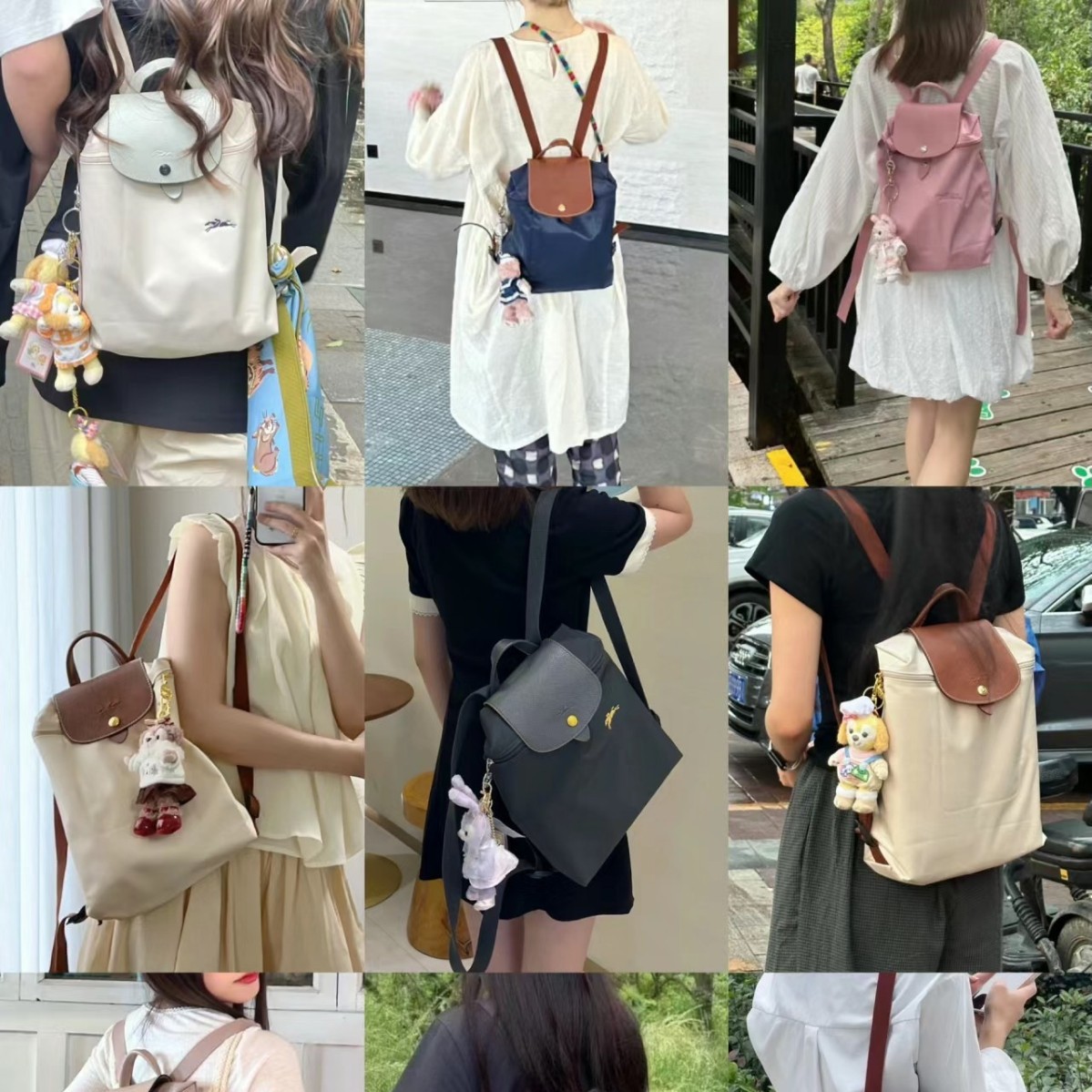 Bolsa Longchamp francesa de alta qualidade 70º aniversário bordado clássico mochila ecológica à prova d'água casual mochila feminina de grande capacidade