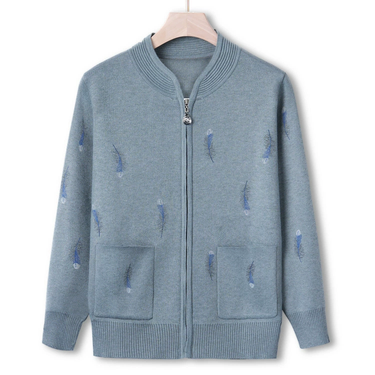 Бабушка осенний новый трикотаж пальто для пожилых женщин топ на молнии 60 лет 70 мама осенний свитер