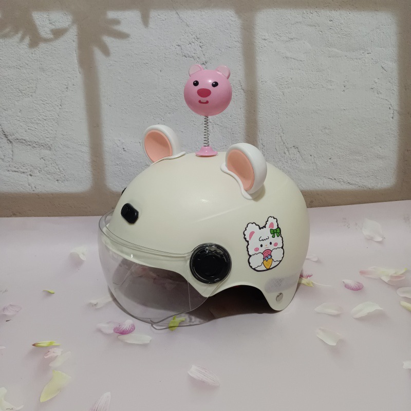 화이트 쇼트 [베이지 아이스크림 토끼 + 화이트 핑크 곰 귀 + 핑크 곰]