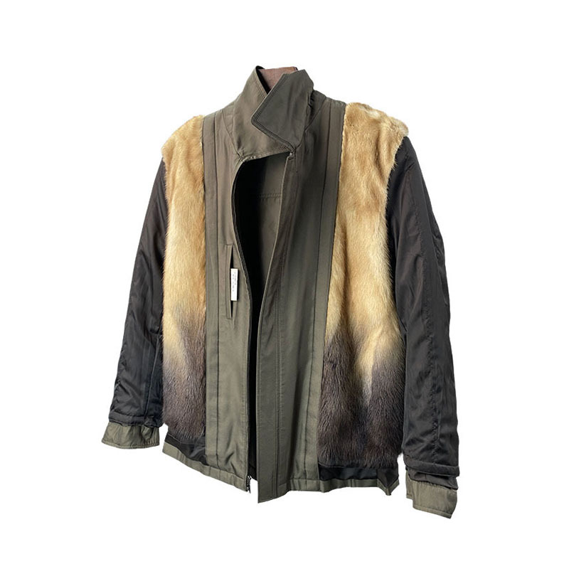 水貂内胆派克服男整貂皮大衣短款立翻领皮毛一体尼克服外套特价清