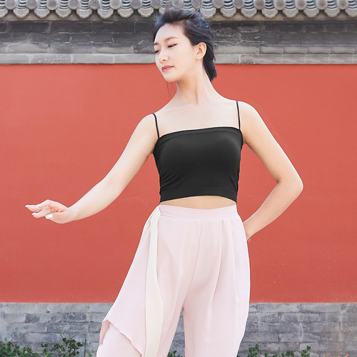 Dance clothing vest female ballet modern ethnic classical dance practice clothing top suspender body suit with chest pad