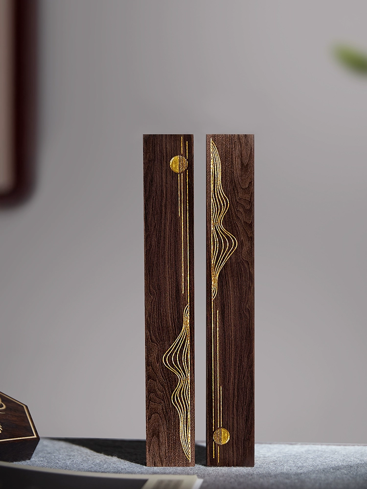 Настольный пресс для каллиграфии из черного дерева с деревянной инкрустацией, канцелярские принадлежности из цельного дерева, пресс для книг «Четыре сокровища», камень.