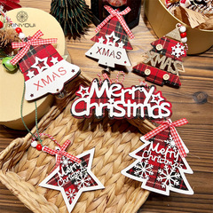 クロスボーダークリスマス赤い格子縞の英国文字ペンダントクリスマスツリー雰囲気装飾DIYギフトボックス装飾