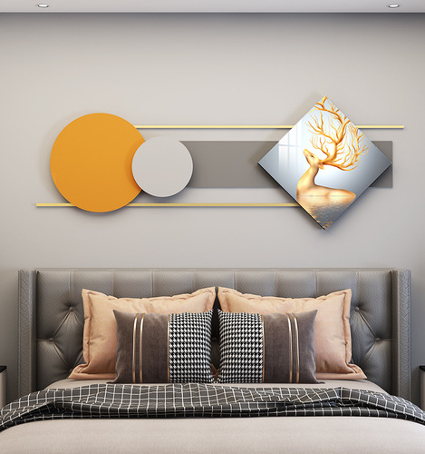 Bedroom large size wall-mounted 3D combination decorative item corridor painting hotel apartment wall decoration metal wall hanging