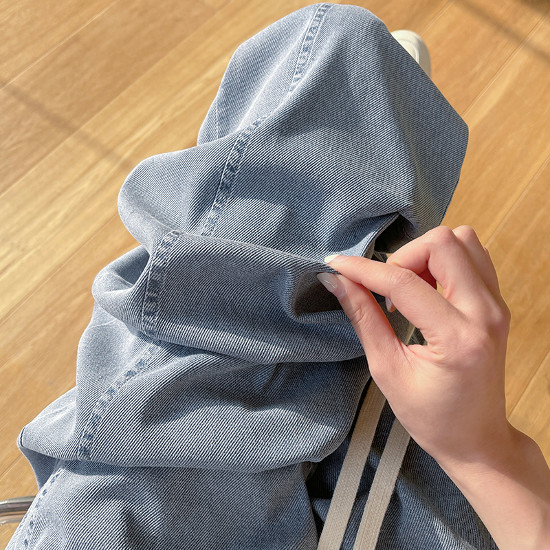 텐셀 청바지 여성용 여름 얇은 2024 새로운 바나나 바지 작은 높은 허리 스트레이트 아이스 실크 넓은 다리 바지