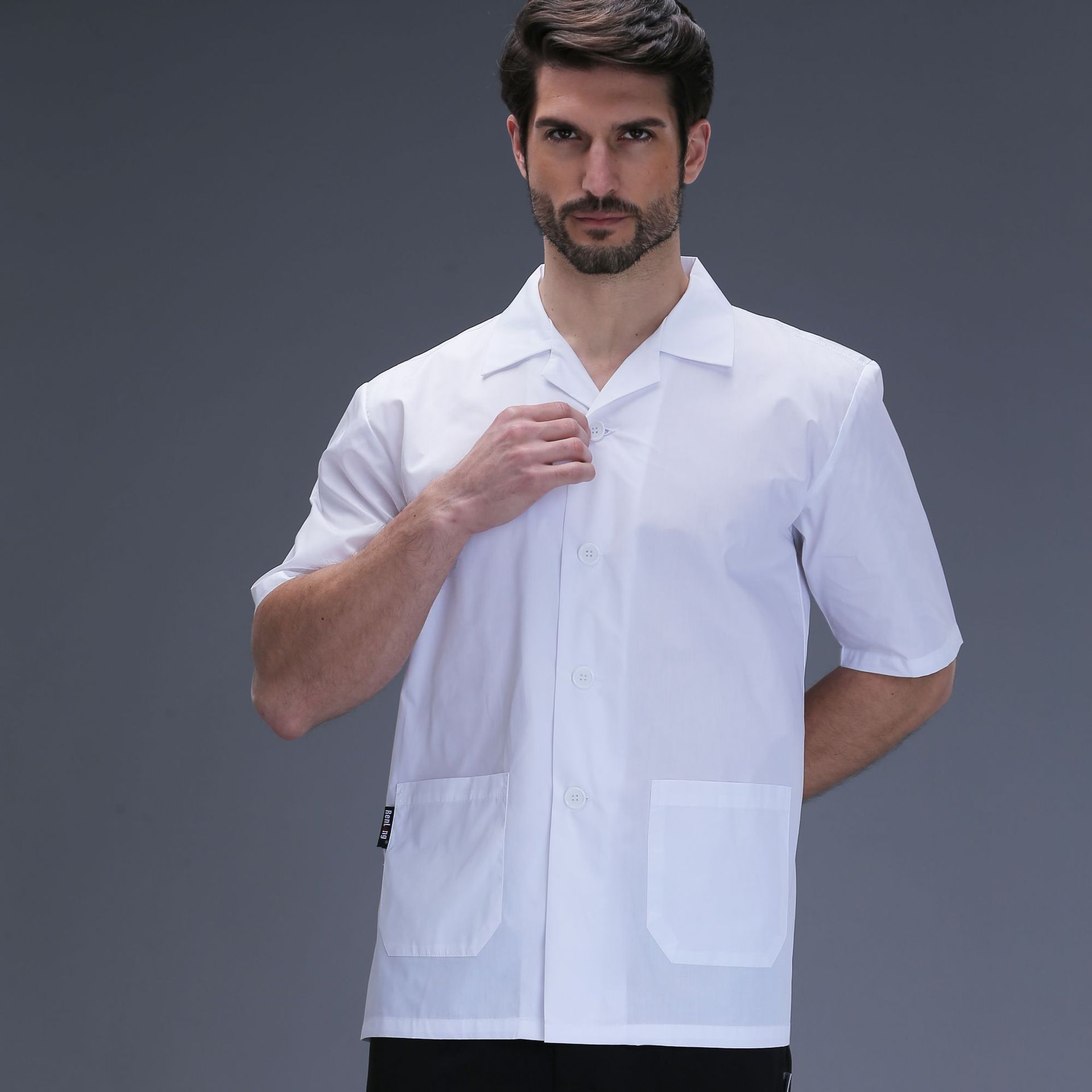 Ropa de chef Hombre Manga larga Blanco Transpirable Logotipo Bordado Comedor Hotel Tooling Comedor Chef Ropa de trabajo
