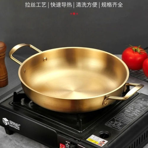 Small fire hot pot pot, crayfish seafood pot, stainless steel soup pot, single person instant noodle pot, Korean double ear flat dry pot