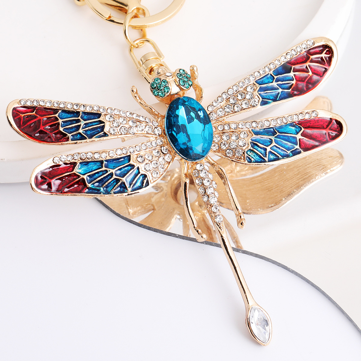 Luxe libelle sleutelhanger met steentjes voor dames tassen_voghion.com