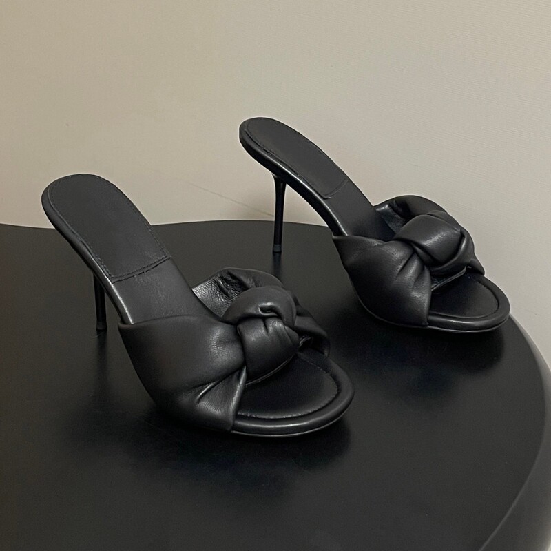 Cross-Border Light Luxury Soft Leather Twist-Knot Stiletto Sandals Bv Square-Toe Open-Toe High-Heeled Women's Slippers in Five Colors, Foreign Trade In-Stock Cross-Border Light Luxury Soft Leather Twist-Knot Stiletto Sandals Bv Square-Toe Open-Toe High-Heeled Women's Slippers in Five Colors, Foreign Trade In-Stock