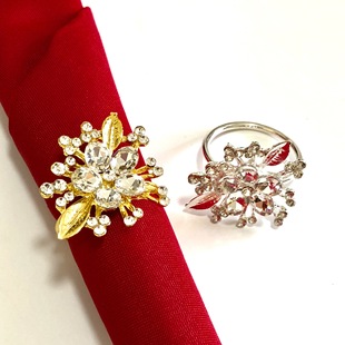 Crystal Garland Napkin Ring, Fashionable, Versatile, Exquisite, Light Luxury Napkin Buckle, High-End Hotel Table Napkin Ring
