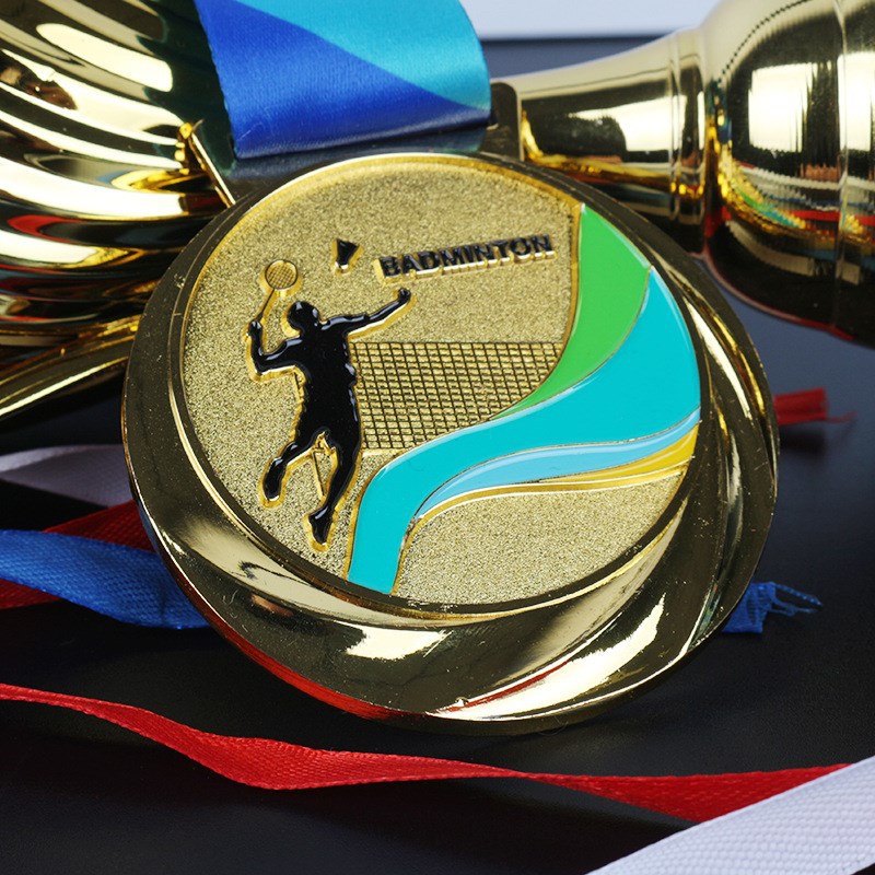 Fabricación de medallas de metal listado haciendo bádminton oro y plata juegos de cobre competencia honor aleación de zinc Fabricación de Medallas