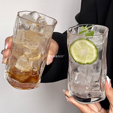 设计小众冷饮玻璃杯包邮拿铁咖啡美式不规则ins风果汁杯雨雾包邮