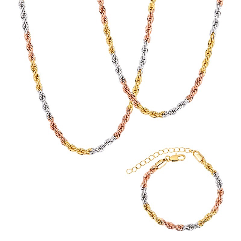 Zhuang Sheng joyería al por mayor ins estilo nicho diseño collar de las mujeres todo partido galvanizado color oro torcedura cuerda cadena traje