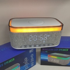 新型ホワイトノイズbluetoothスピーカー無線充電デジタル時計目覚まし時計三合一無線充電雰囲気ランプ音響