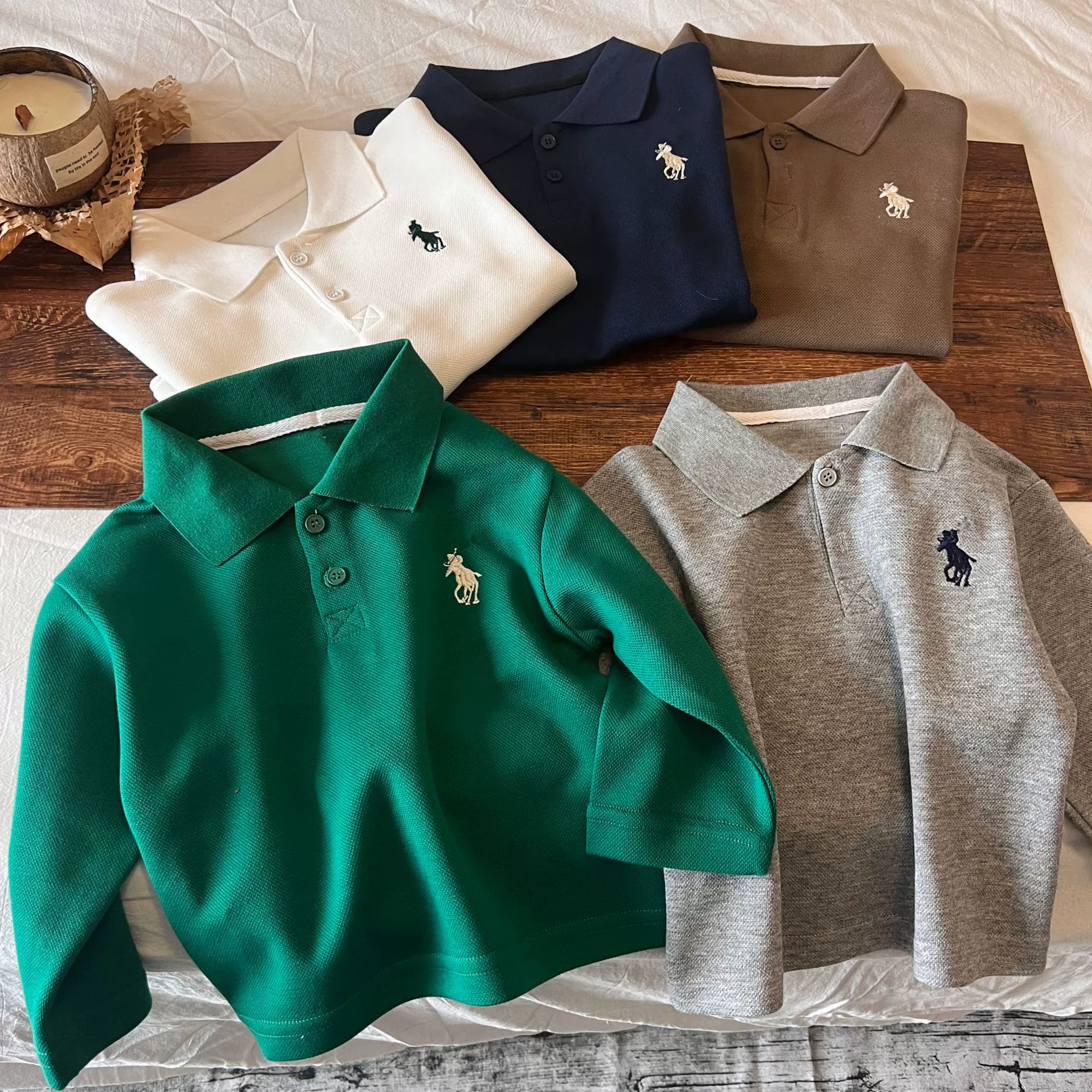 2024 весна и осень новая детская рубашка POLO для мальчиков сплошной цвет лацкана футболка с длинными рукавами сплошной цвет пуловер