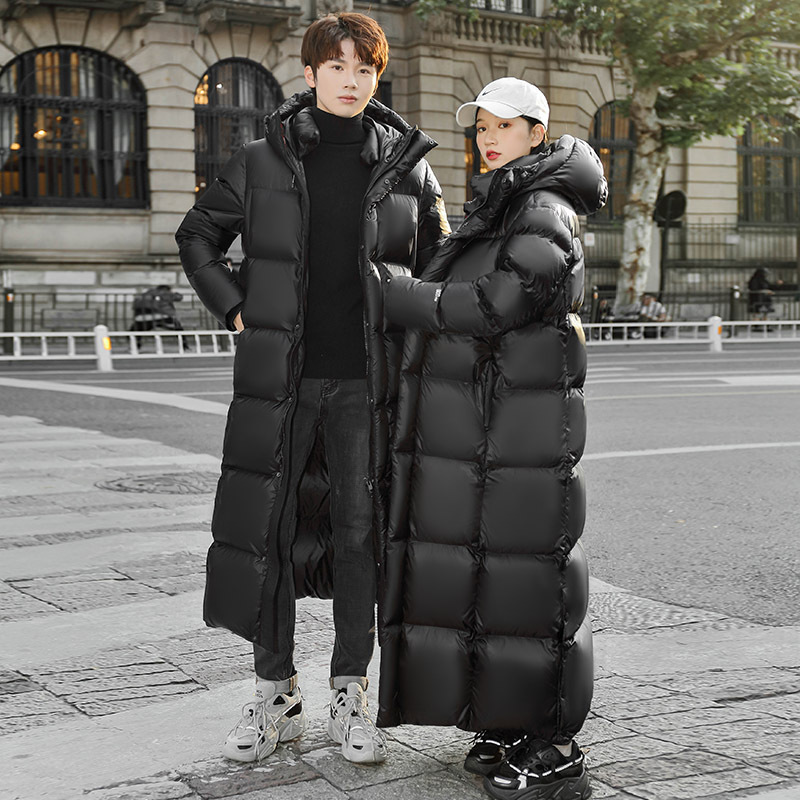 Goose Down jacket men's and women's same ultra-long 2023 autumn and winter New hooded thickened couple overcoat coat