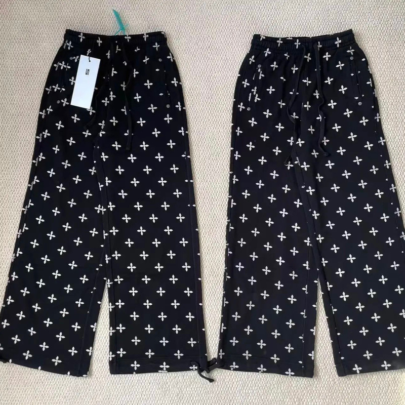 Correct high-quality foreign trade version~SMK Black Garden wide-leg sports pants with full cross-print casual pants