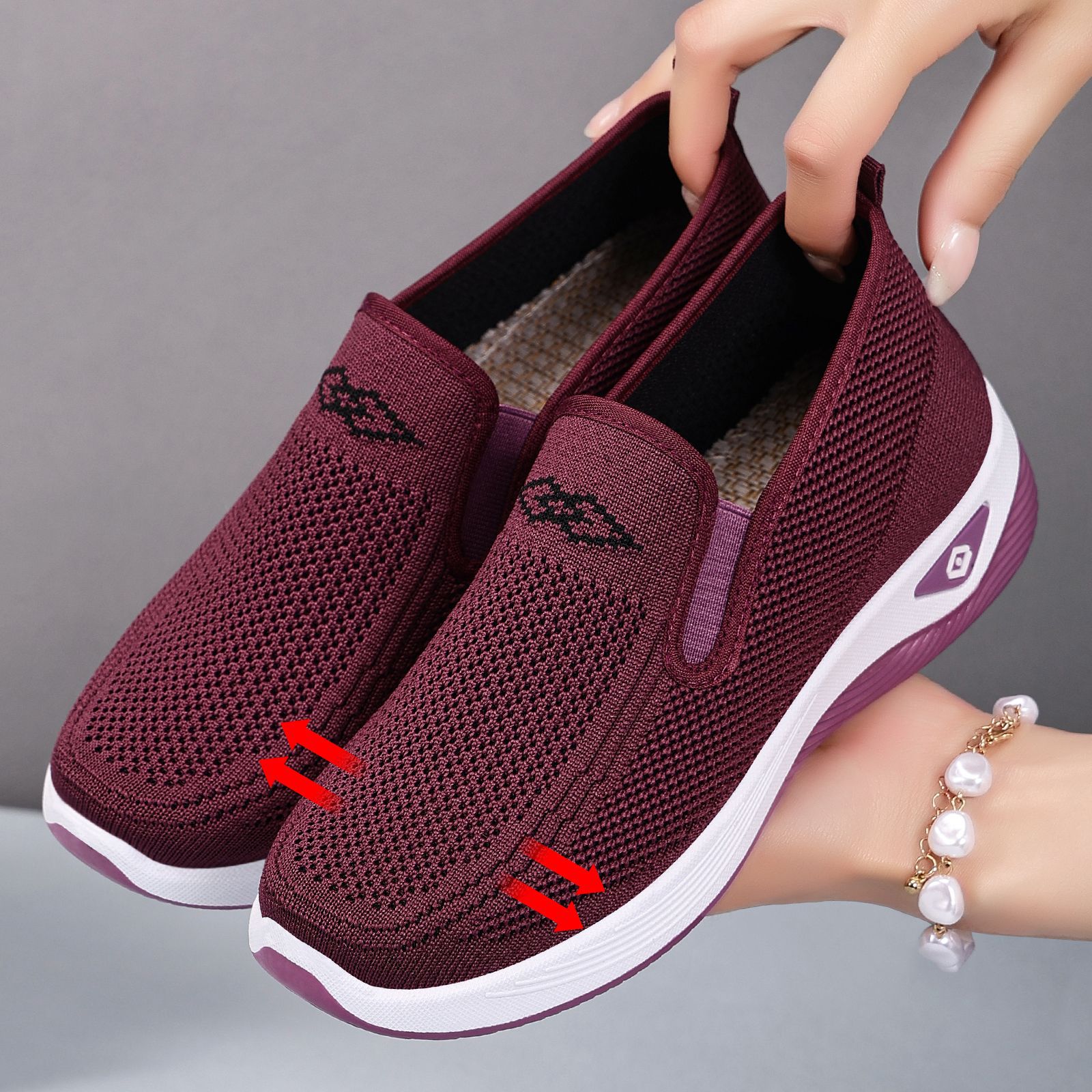 Zapatos de Mujer, Primavera 2026, Nuevo Estilo, Zapatos de Tela Estilo Pekinés, Zapatos Transfronterizos para Mujer, Zapatos para Madres de Mediana Edad y Mayores, Zapatos Planos Sin Cordones