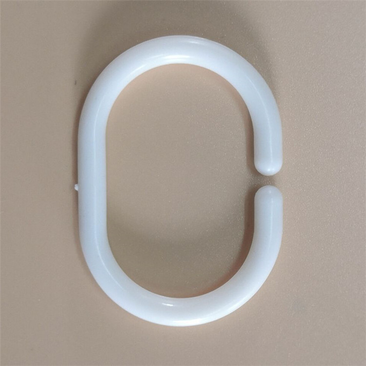 厂家现货坚固c型浴帘钩配件c型钩盒装12个浴帘环窗帘塑料挂钩批发