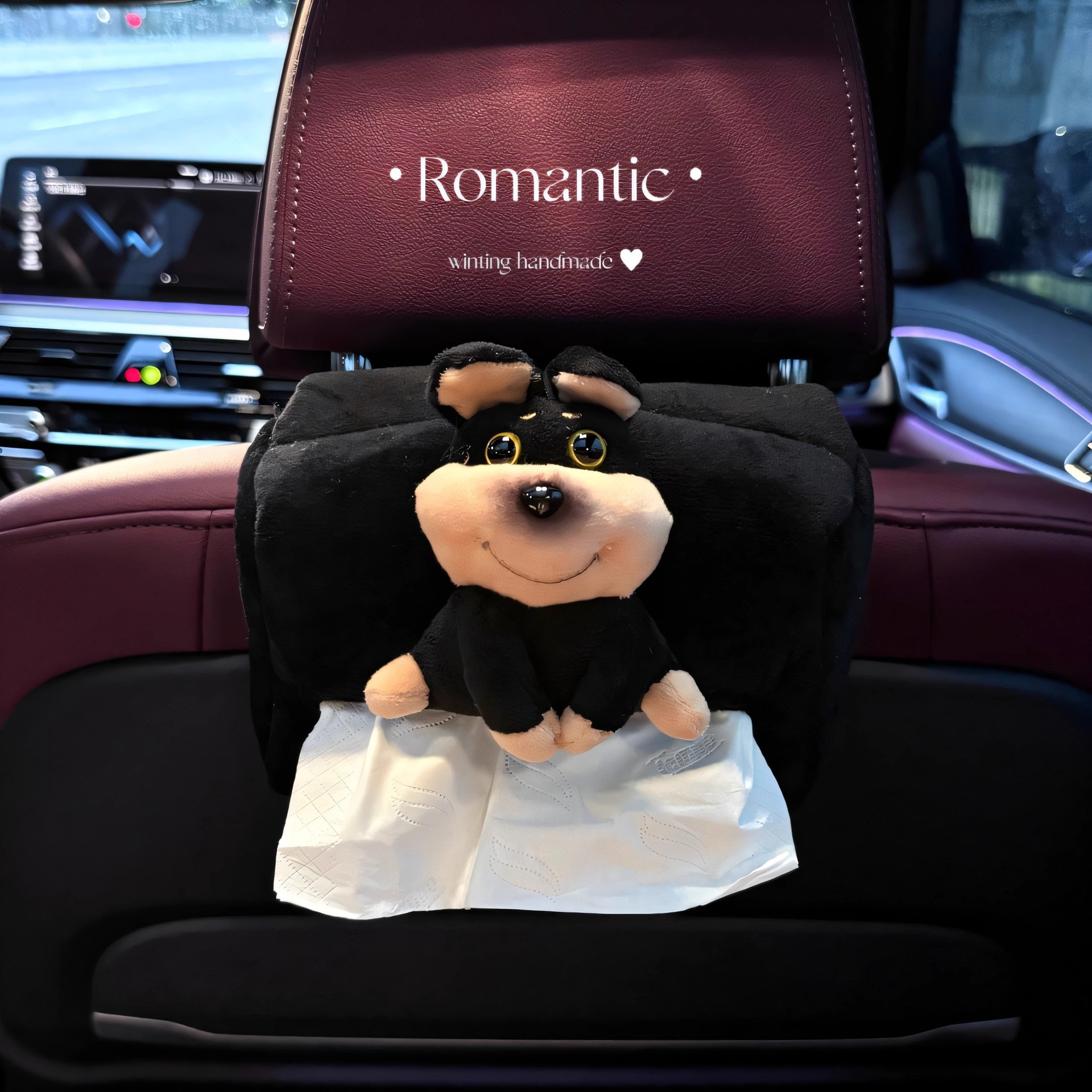Caja de toallas de automóvil creativa abeja cachorro lindo asiento de automóvil bolsa colgante decoración de joyería de chicas 2025 nuevo image 5