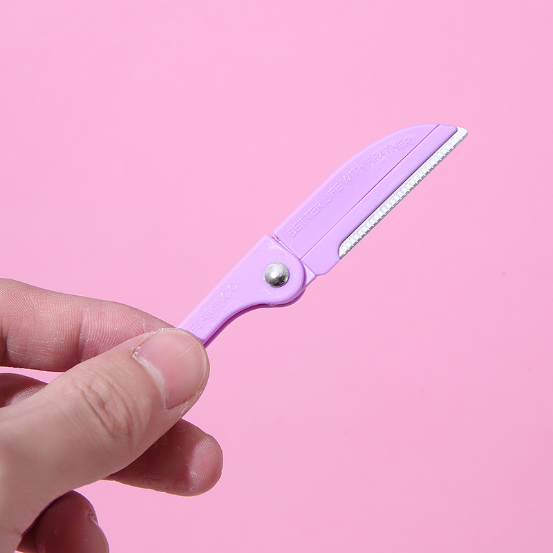 Folding eyebrow trimming knife safety razor with handle sharp eyebrow razor beauty eyebrow trimming tool folding eyebrow trimming set