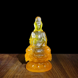 工厂直销琉璃水晶观音家居供奉佛堂供奉古法琉璃观音琉璃正座观音