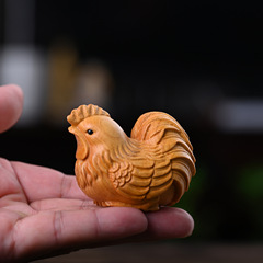 源頭崖柏木雕大公雞男士隨身文玩手把件動物十二生肖實木桌面擺件