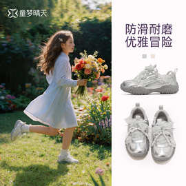 女童鞋子2026春季新款儿童运动鞋网面透气女大童公主德训鞋跑步鞋