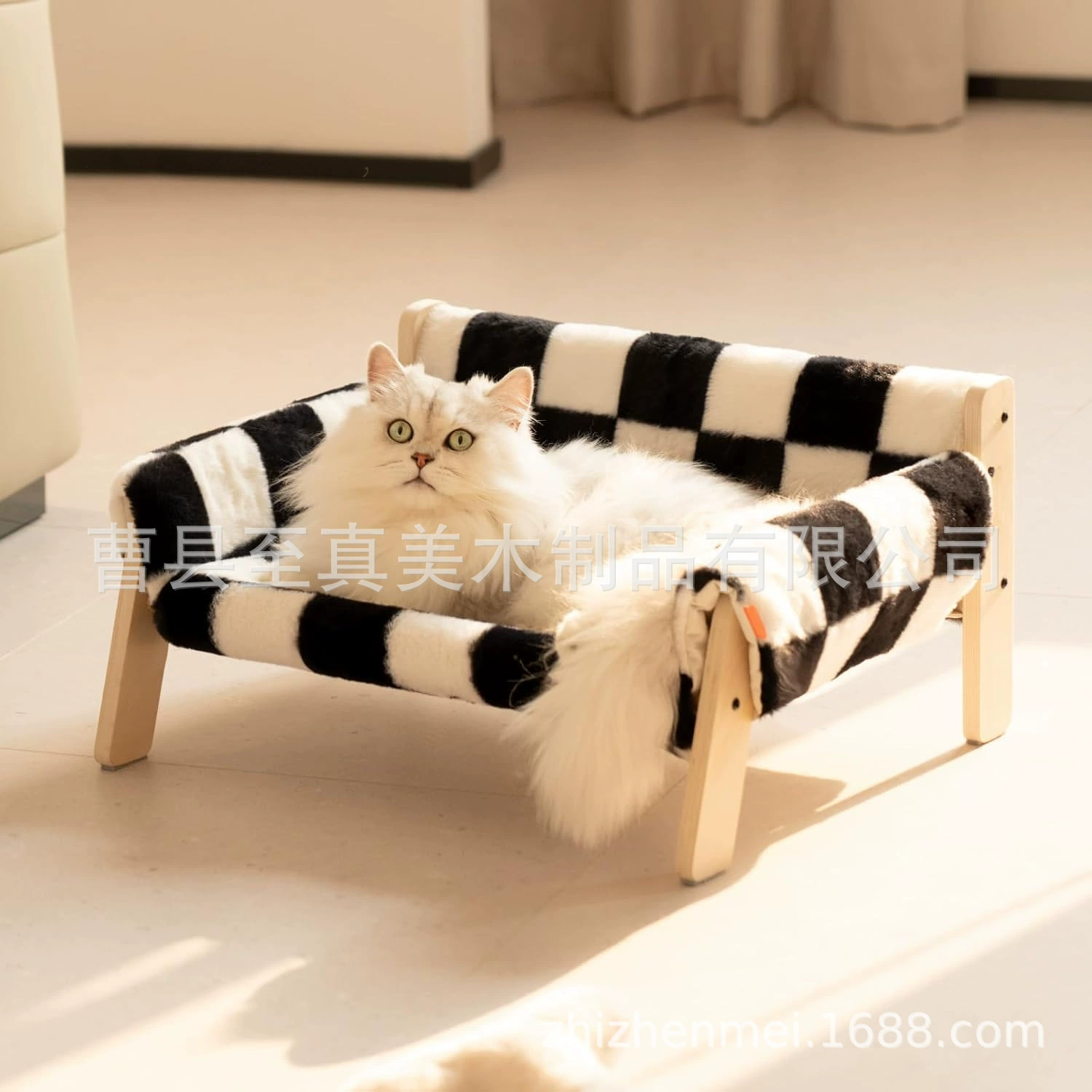 Кошачий диван-кровать Крытый деревянный приподнятая кровать для кошек с съемным матрасом