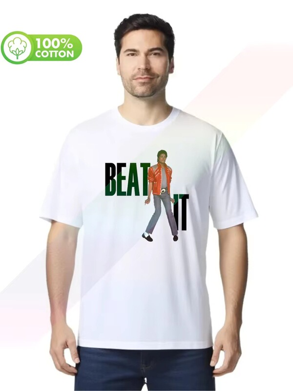 Round Neck Heavy-Duty Men's T-Shirt 1984 Michael Jackson Beat It All Sizes Ristampa