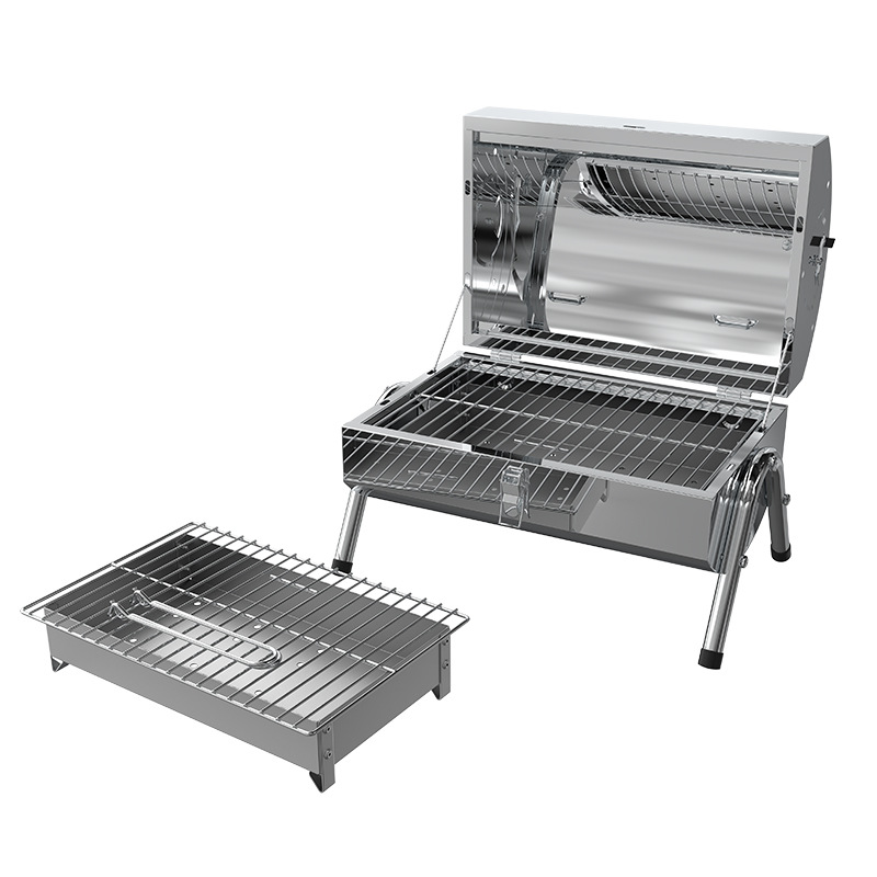 Grill de acero inoxidable doméstico de doble cara grueso grill portátil al aire libre grill de carbón plegable grill de acero inoxidable
