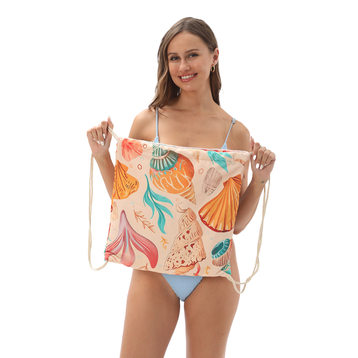 Foldable Printed Large Beach Towel With Integrated Portable Bag_voghion.com