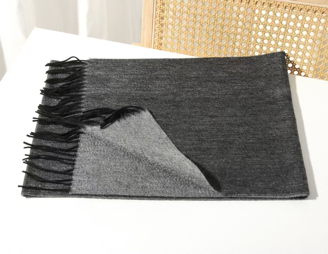 Inner Mongolia fábrica al por mayor de cachemira pura 30 bufanda ancha de dos colores falso de doble cara 35 de ancho hombres y mujeres de otoño e invierno de espesor medio