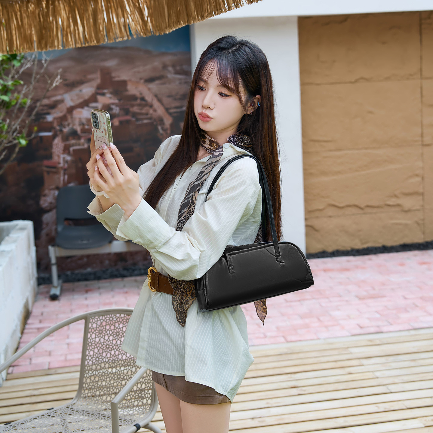 Borsa a spalla donna tinta unita borsa a mano casual elegante_voghion.com