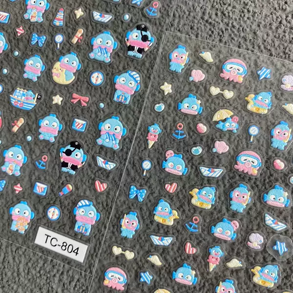 Cute Ugly Cute Clown Fish Nail Art Sticker Embossed DIY Hand Account Phone Case ccd Cup Flat Nail Decoration Sticker