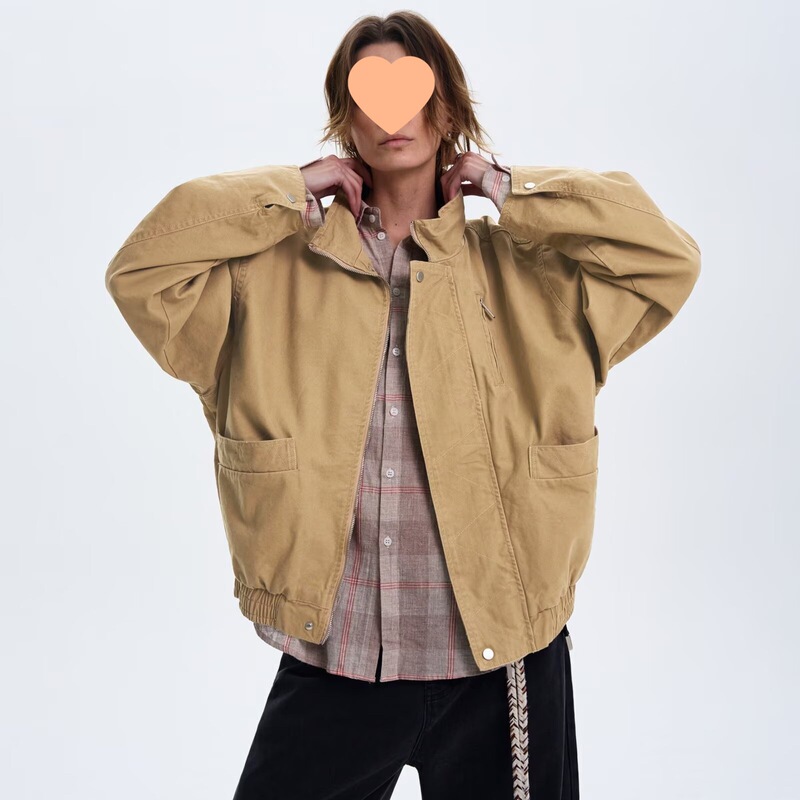 Factory Direct Sales American Retro Stand Collar Bomber Jacket for Men and Women Spring and Autumn New Loose Casual Work Jacket