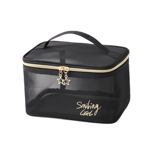 New mesh bag travel cosmetics storage bag black mesh cosmetic bag five-piece set mesh wash bag