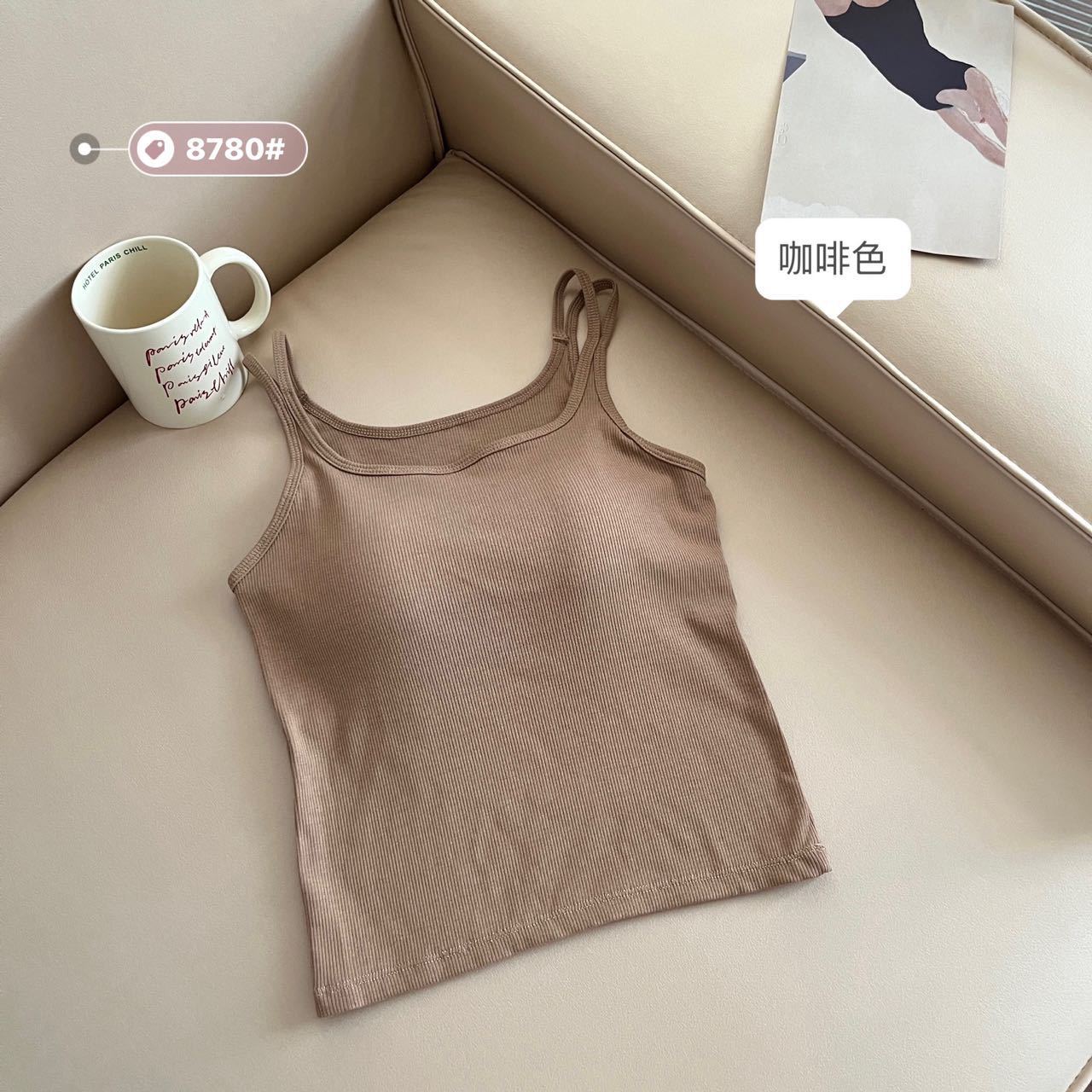 Camisola con espalda roscada hermosa mujer verano sujetador de copa fija ropa interior de una pieza chaleco de fondo de todo fósforo